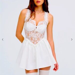 For Love & Lemons Camdyn White Mini Dress